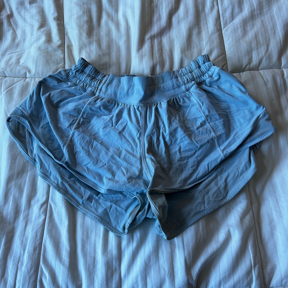 Light blue lululemon hotty hot shorts